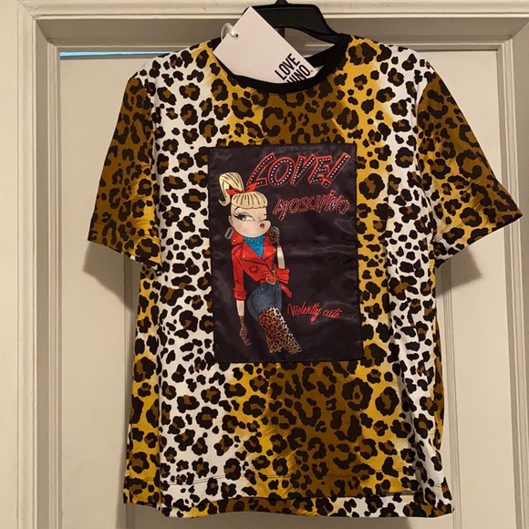 Love Moschino Cotton Logo Print Embellished Tee NewWithTags